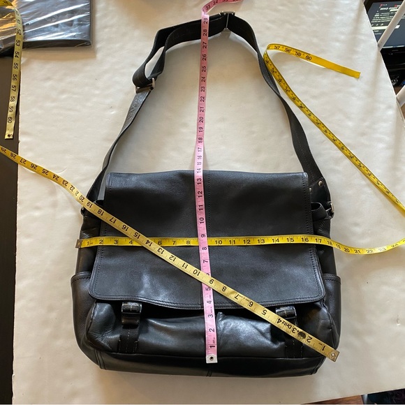 Coach Leather Messenger Bag Briefcase Mens Unisex Large Black Pockets - Picture 10 of 16